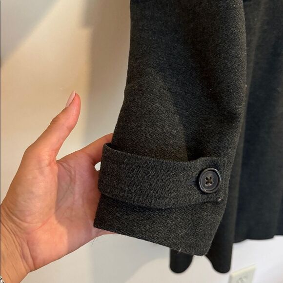 Banana Republic Women Coat Charcoal Grey Green Small Wool Belted Italian Fabric - Picture 8 of 8